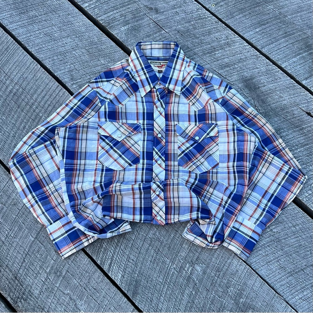 Vintage 80s Western Pearl Snap Button Up Shirt